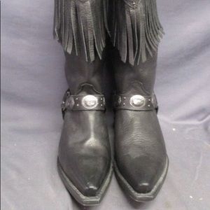 NWOT Laredo black fringed boots. Need to be dusted